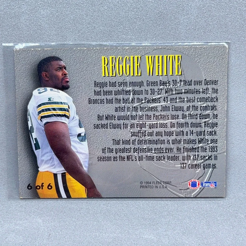 1994 Fleer Living Legends #6 Reggie White Green Bay Packers Silver Metal